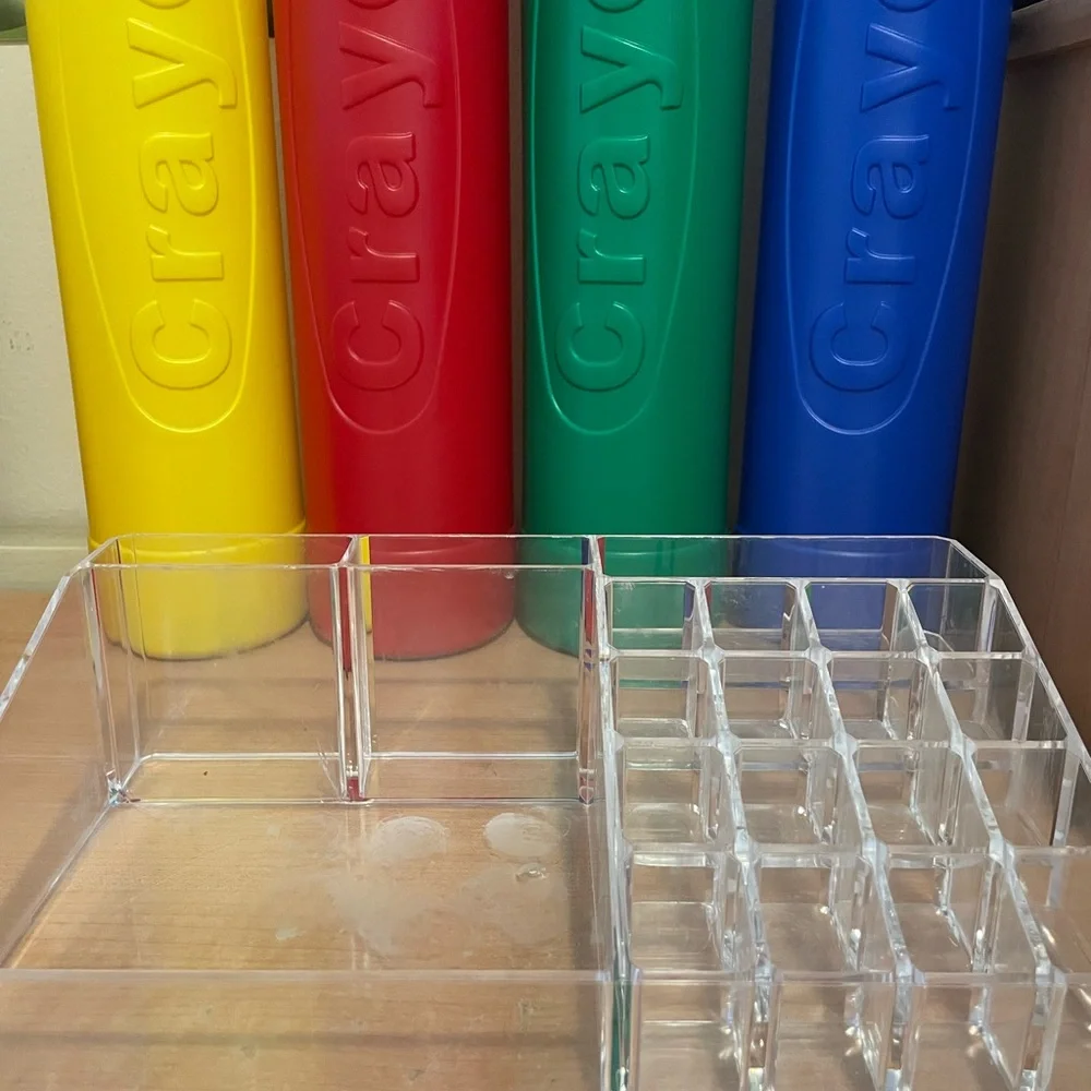 Clear Acrylic Makeup & Desk Organizer - Transparent Home Storage Set of 2